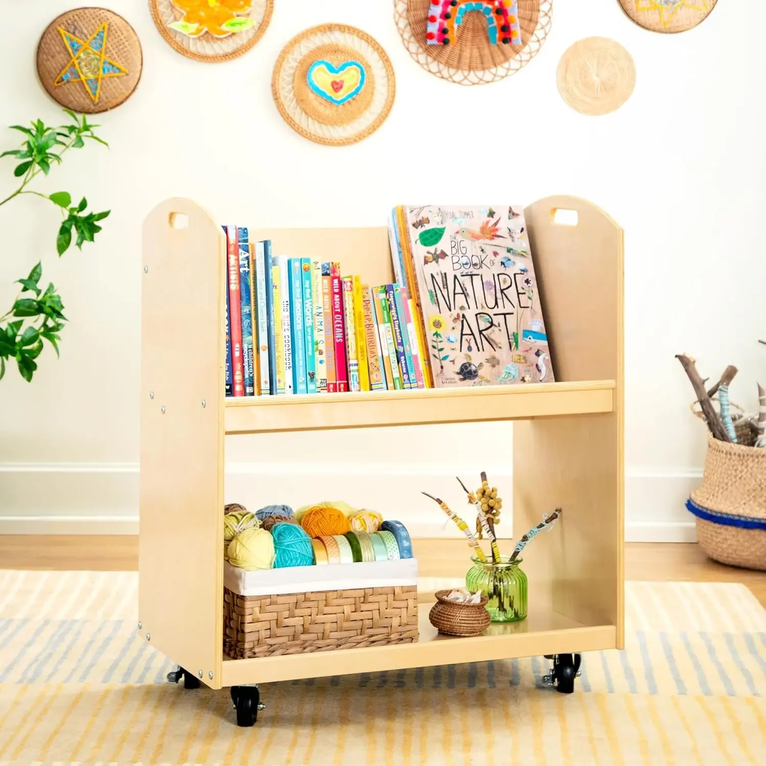 Kids Book Storage Cart - Natur - Book Cart Rolling review and price